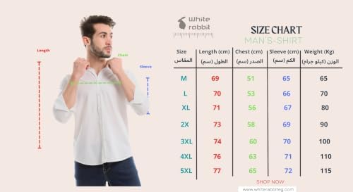 31W7-4eRDJL._AC_SR38 قميص سادة باكمام طويلة وازرار امامية للرجال من وايت رابيت - اسود - الصورة 6