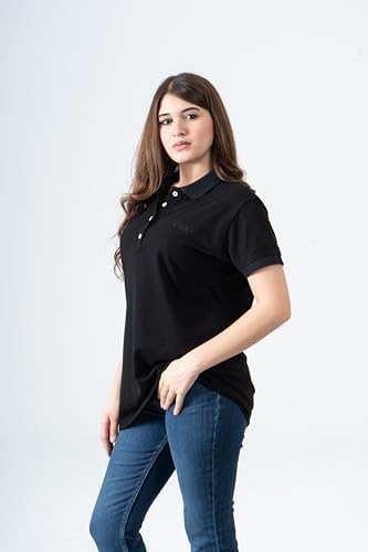 31Xek1Bb4dL._AC_SR38 قميص بولو قطني للنساء من بيسيك وير، ابيض، اسود، كحلي، احمر، فوشيا، M الى 2XL، كاجوال، رياضي، قطن جيد التهوية، قصة كلاسيكية - الصورة 4