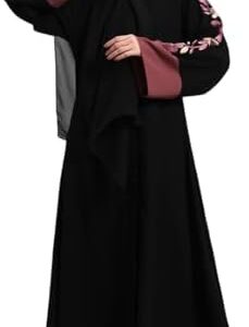 عباية أنيقة للنساء مع حجاب بتصميم مطرز يجمع بين الاحتشام والأناقة تغطي الجسم بالكامل