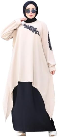 31Y4t1XrIqL._AC_SR38 ادناء أسلامي 2 قطعة ( بلوزة مطرزة بورد وجيبة ) كريب رويال موديل 9057 مقاس موحد يلبس حتى 150 ك للنساء من GAMAL SONS FOR ABAYA