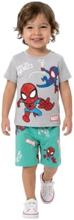 31ZPVtSt3kL._AC_SR38 Zona Kids Boys Summer Pajama Set – 2 Piece Cartoon Print T-Shirt and Shorts – Soft 100% Cotton Casual Toddler & Little Boys Clothes