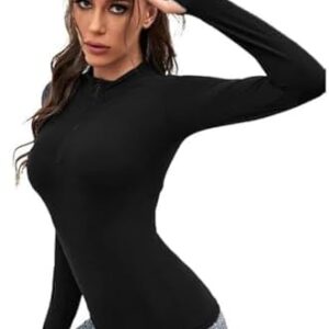 بلوزة رياضية وتيشرت بأكمام طويلة ونصف سوستة وفتحة للإبهام للنساء
