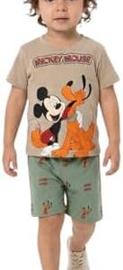 Zona Kids Boys Summer Pajama Set – 2 Piece Rat & Dog T-Shirt and Shorts – Soft 100% Cotton Casual Toddler & Little Boys Clothes