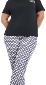 Styli Women Plus Drop Shoulder Slogan T-Shirt And Heart Cuffed Pyjama Set