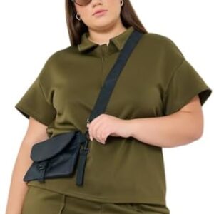 Styli Women Plus Size Khaki Polo T-Shirt