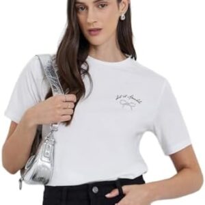 Styli Women White Embellished Knitted T-Shirt