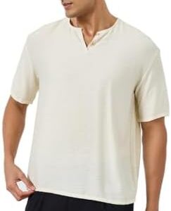 Styli Men 7026009511 Textured Linen Blend Oversized T-Shirt
