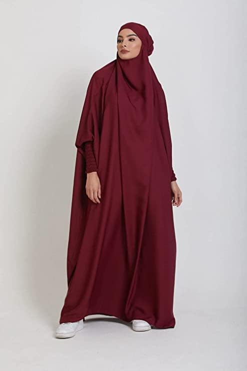 31ioPZIH-gL._AC_SR38 إسدال صلاة حريمي من قطعة واحدة من بوجون، قفطان طويل للارتداء في الشرق الأوسط ودبي وتركيا، عباية بحجاب بطول كامل - الصورة 4