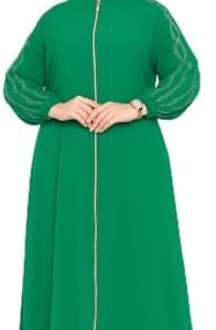 عبايه خروج بسحاب كريب فيرونا موديل 163 للنساء من GAMAL SONS FOR ABAYA