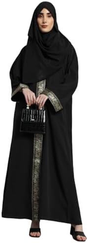 31lftqmkOQL._AC_SR38 عباية بلون أسود سادة مع حجاب حريمي، طراز (SDRFN502894-XL)، من ستايفيل.ان