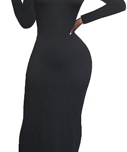 Women's Long Sleeve Bodycon Dress - Maxi Casual Fall Club Party Long Tight Pencil Dresses