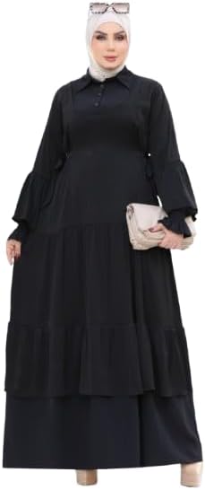 عبايه الخامه كريب سعودي بحزام جنب متصل مقاسات من 2XL الي 5XL يلبس من 90 كيلو الي 150 كيلو GAMAL SONS FOR ABAYA GS-1012-33487