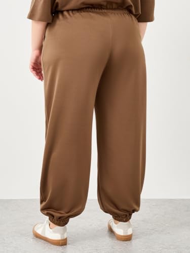 31sugGnTLrL._AC_SR38 بنطلون رياضي للنساء من ستايلي 7018403930 بلس مع خصر مطاطي مقاس 18 لون بني كافيه - الصورة 4