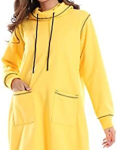 CAESAR Womens Woman Long Hoodie With Two Pocket And Sewing Design Hoodie