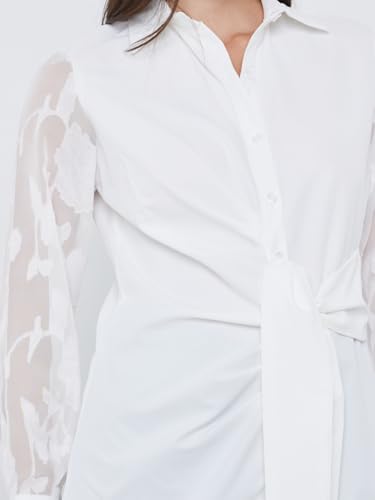 31xiYRg-08L._AC_SR38 Styli Women Front Knot Lace Long Sleeve Buttoned Shirt - - الصورة 3