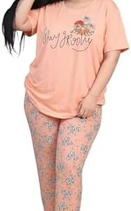 بيجامة حريمي قطن تلبيس حتى 85 ك – مريحة وناعمة للنوم والبيت – Women Cotton Pajama Set Sleepwear كود 228