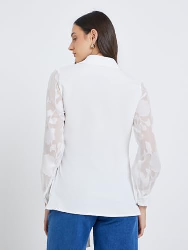 31xmGz1NHsL._AC_SR38 Styli Women Front Knot Lace Long Sleeve Buttoned Shirt - - الصورة 4
