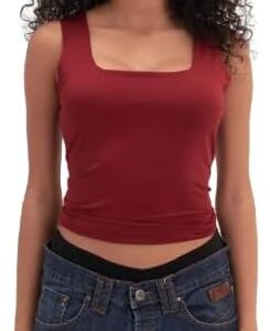 Womens Square Neck Double-Layer Tank Top BT007-BRG Modern (pack of 1)