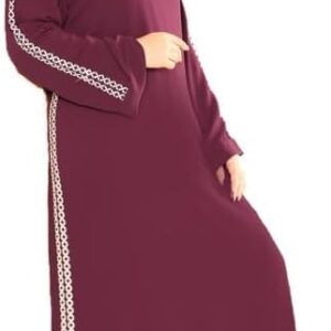عباية حريمي بكم طويل سادة – تطريز جانبي أنيق بسحاب من الأمام GAMAL SONS FOR ABAYA GS-019-42129-Parent