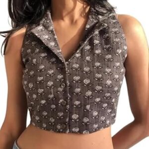 بلوزة بدون أكمام للنساء، بلوزة كاجوال للنساء، بلوزة قصيرة للنساء، بلوزة بنمط كوري للنساء من ليريا فاشن