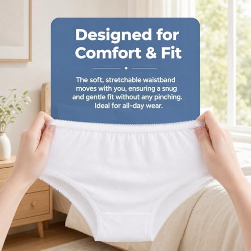 414JjB-HakL._AC_US Disposable Underwear for women 100% Pure Cotton Disposable Briefs,Wash-free Breathable Cotton Postpartum Underpants, Ladies Disposable Panties for Travel (UAE/KSA, Alpha, L, Regular, Regular) - الصورة 4