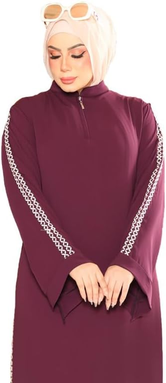 414thoZcemL._AC_SR38 عباية حريمي بكم طويل سادة – تطريز جانبي أنيق بسحاب من الأمام GAMAL SONS FOR ABAYA GS-019-42129-Parent - الصورة 2