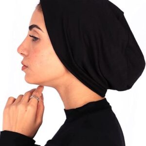 بونيه داخلي بدون خياطة بطبقتين للنساء – قطن ليكرا ناعم – ثابت تحت الحجاب بدون انزلاق – مريح وأنيق للبشرة