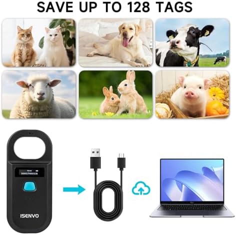 419C18Yj5oL._AC_US قارئ بيانات دقيق قابل لاعادة للشحن RFID EMID EMID بذاكرة دقيقة 134.2KHZ و125 KHZ و15 رقماً وماسح تعريف للحيوانات الاليفة الخنازير والكلاب والقطط (190A) - الصورة 3