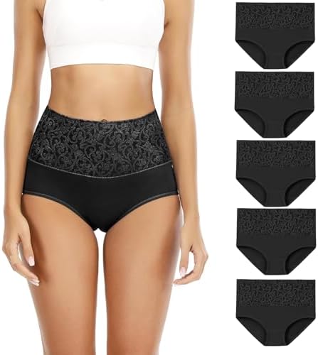 41BZrskViwL._AC_SR38 Senllori Damen Unterwsche, hohe Taille, Baumwolle, Bauchkontrolle, weiche volle Abdeckung Multipack