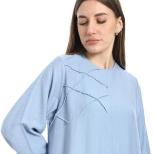 Caesar Womens Women's Linen Abaya With Long Sleeves And Chest Design