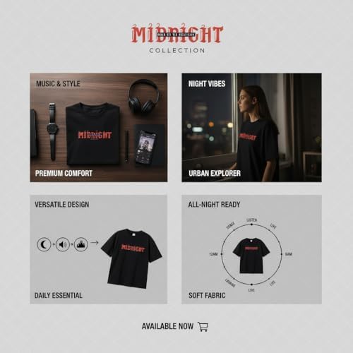 41DMiiutW2L._AC_SR38 تي شيرت ستريت وير مقاس كبير - "ميدنايت" - مطبوع برسومات جرافيك ، 100% قطن، للجنسين - اسود - الصورة 6