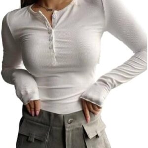 تيشرت من قماش تويل بأكمام وأزرار للنساء