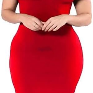 فستان نسائى قصير دون اكمام (XL, احمر)