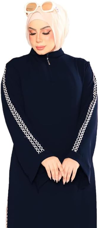 41Pd0ZVCpcL._AC_SR38 عباية حريمي بكم طويل سادة – تطريز جانبي أنيق بسحاب من الأمام GAMAL SONS FOR ABAYA GS-019-42129-Parent - الصورة 2
