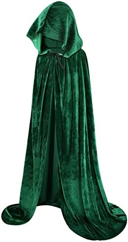 41Qq9nJsJ-L._AC_SR38 qikqik Hooded Cape Velvet Cloak with Hood Witch Cloak Halloween Costumes for Adults Cosplay Costume Vampire Cloak Wizard Robe - الصورة 2