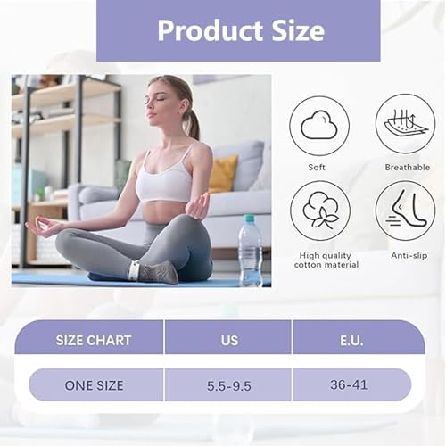 41Ujsi2J4CL._AC_US زوجان من جوارب بيلاتيس جريب للنساء والفتيات، جوارب غير قابلة للانزلاق مع خطوط، جوارب بيلاتيس جيدة التهوية للباليه، جوارب طويلة مريحة مضادة للانزلاق للبيلاتس واليوغا - الصورة 7