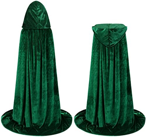 41WA6aRSYTL._AC_SR38 qikqik Hooded Cape Velvet Cloak with Hood Witch Cloak Halloween Costumes for Adults Cosplay Costume Vampire Cloak Wizard Robe - الصورة 7