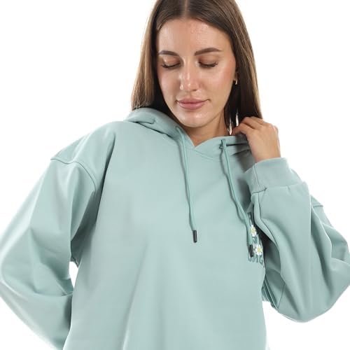 41b1oGSPFqL._AC_SR38 سويت شيرت بغطاء رأس كبير الحجم للنساء من سيزر مع طباعة ورود مرحة على الظهر، سويت شيرت بغطاء رأس كبير الحجم مع طباعة ورود مضحكة على الظهر - الصورة 3