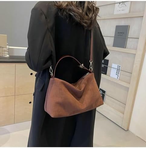41csor-g5BL._AC_US شنطة يد كبيرة توت من الجلد السويدي للنساء من ابوتو، شنطة يد هوبو بلون بني فاتح مع حزام كتف فضفاض، محفظة رترو انيقة، شنط كروس للاستخدام اليومي، شنطة عمل واسعة، شنطة سفر بتصميم انيق - الصورة 6