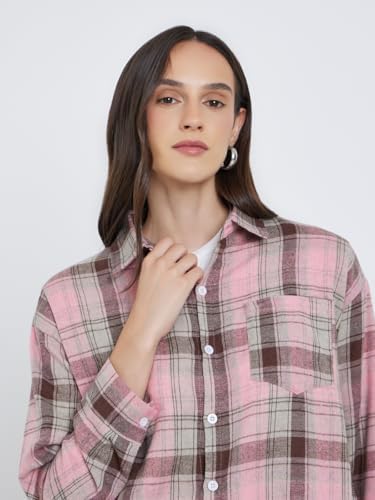 41kg6Sylm-L._AC_SR38 Styli Women Checked Buttoned Shirt With Chest Pocket - - الصورة 4