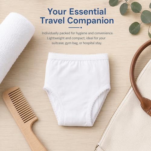 41l5V-qzqAL._AC_US Disposable Underwear for women 100% Pure Cotton Disposable Briefs,Wash-free Breathable Cotton Postpartum Underpants, Ladies Disposable Panties for Travel (UAE/KSA, Alpha, L, Regular, Regular) - الصورة 5