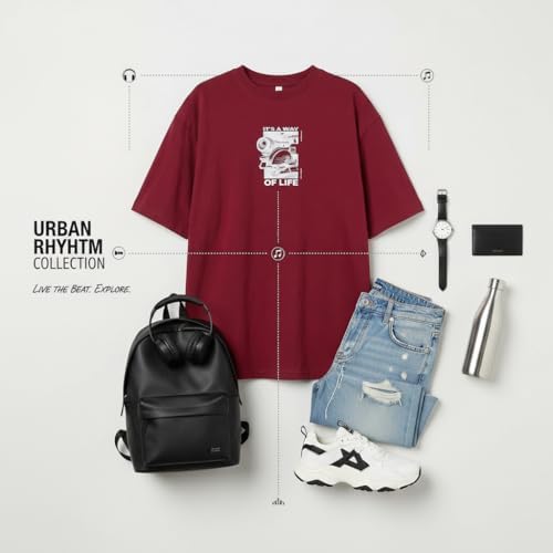41nSfp2NNtL._AC_SR38 تي شيرت ستريت وير بمقاس كبير - مطبوع عليه عبارة "It's a Way of Life" - مطبوع برسومات جرافيكية، 100% قطن، للجنسين - بورغندي - الصورة 5