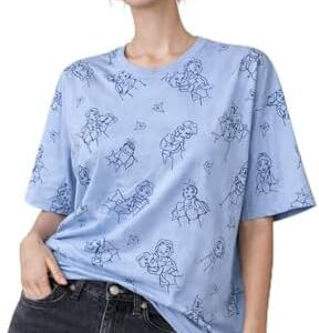 تيشيرت حريمي Oversized من قطن 100%، مريح وناعم