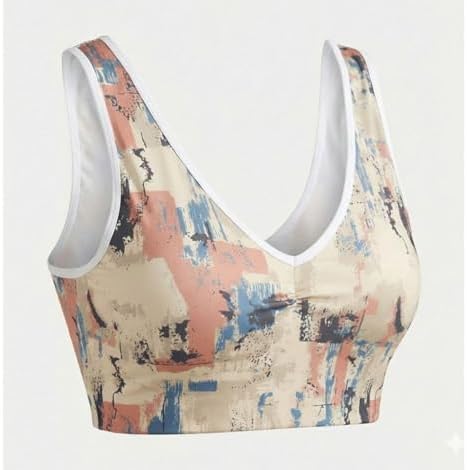 41xlQL039sL._AC_SR38 Women's Soft Sports Bra Set, Cotton, Padded Lining, Tie-Dye Print, Pack of 3 - الصورة 3