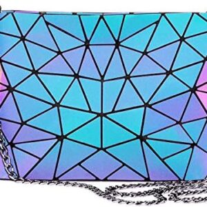 محفظة وشنطة يد مضيئة بتصميمات هندسية للنساء من لوف فوك، شنطة كروس عاكسة بتصميم ثلاثي الأبعاد ومحفظة