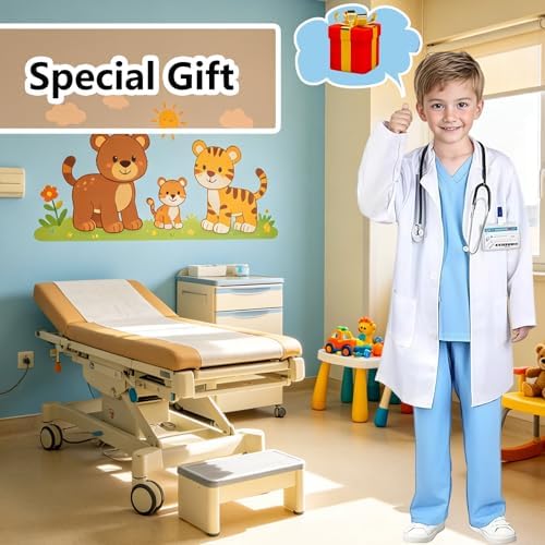 51854xXh2-L._AC_SR38 طقم زي طبيب للأطفال الأولاد والبنات مناسب للهالوين وحفلات أعياد الميلاد والحفلات التنكرية مناسب للأعمار من 3 إلى 12 سنة - الصورة 6