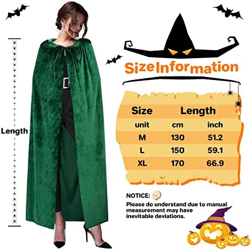 51EPRrWwl5L._AC_SR38 qikqik Hooded Cape Velvet Cloak with Hood Witch Cloak Halloween Costumes for Adults Cosplay Costume Vampire Cloak Wizard Robe - الصورة 5