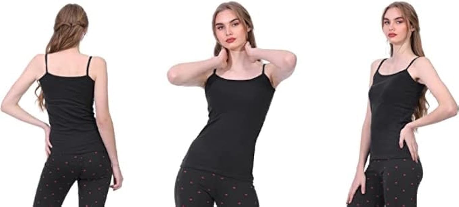 51F64WCzcbL._AC_SL1500_ فانلة داخلية بحمالات رفيعة للنساء من دايس DW115/02 S/16 P*3 (عبوة من 3 قطع)