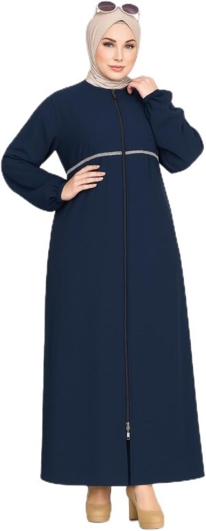 عبايه خروج مطرزة كريب فيرونا بسحاب موديل 020 للنساء من GAMAL SONS FOR ABAYA ،
