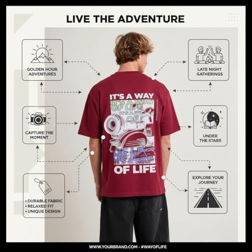 51XWXxKz5hL._AC_SR38 تي شيرت ستريت وير بمقاس كبير - مطبوع عليه عبارة "It's a Way of Life" - مطبوع برسومات جرافيكية، 100% قطن، للجنسين - بورغندي - الصورة 4